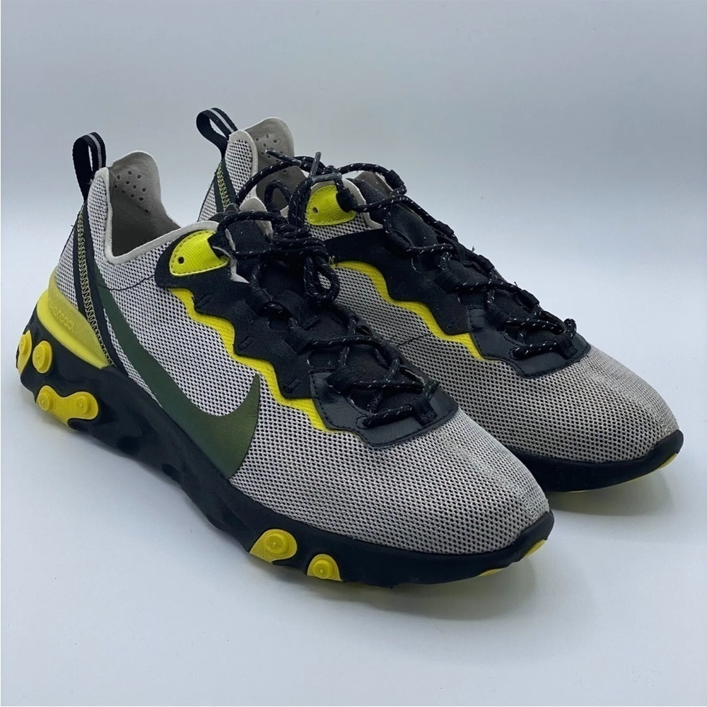 Nike React Element 55 Running Shoes Sz 13 Yellow Platinum Black CK1686-001 Mens